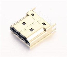 HDMI公头 180度夹板19PIN 四脚固定